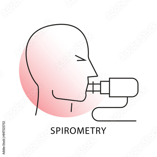 Medical Illustration of Spirometry - Health, Diagnostic, Respiratory Icon with editable stroke.