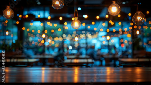Blurred restaurant or cafe background. Tables and chairs in the lobby of restaurant.generative ai