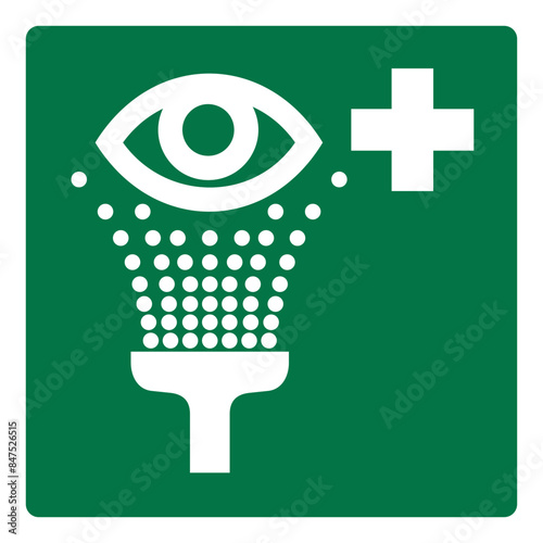 iso emergency and first aid safety signs eyewash station symbol and pictogram only size 1 x 1 square shape