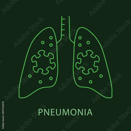 Pneumonia Icon for Medical Use - Health and Respiratory Condition Vector with editable stroke.