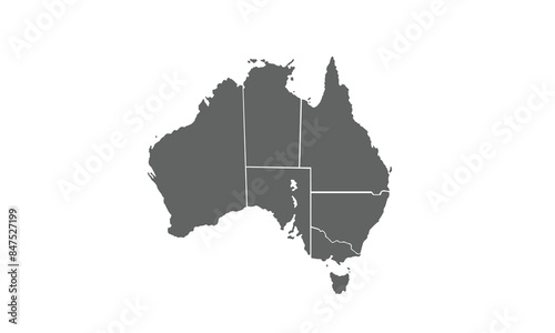 Australia map isolated on white background. for website layouts, background, education, precise, customizable, Travel worldwide, map silhouette backdrop, earth geography, political, reports.