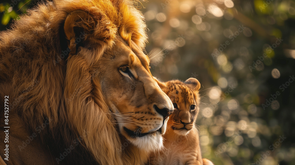 Fototapeta premium lion with cub