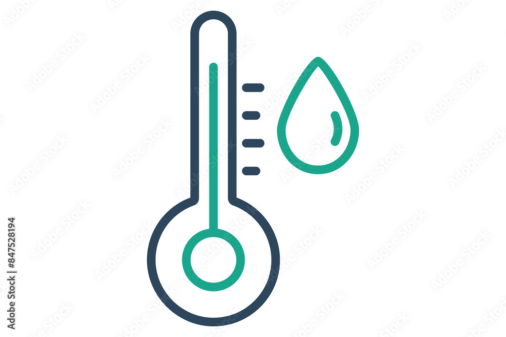 Hot water icon. temperature with water drop. icon related to Heating. line icon style. water elements vector illustration Hot water icon. temperature with water drop. icon related to Heating. line icon style. water elements vector illustration