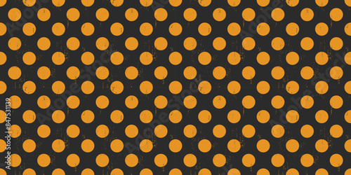 Distressed Dot Pattern seamless background. Black and Orange Polka Dot pattern with dirty texture. Pattern swatch is included.