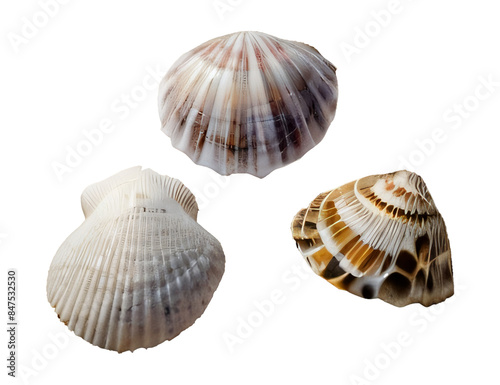 3 sea shells isolated on white