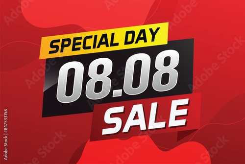 8.8 Special day sale word concept vector illustration with ribbon and 3d style for use landing page, template, ui, web, mobile app, poster, banner, flyer, background, gift card, coupon

