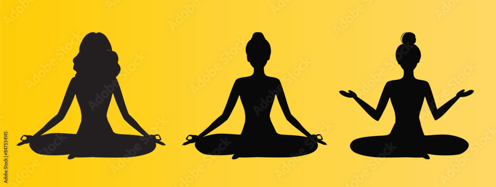 woman meditation silhouette , yoga meditation vector woman meditation silhouette , yoga meditation vector