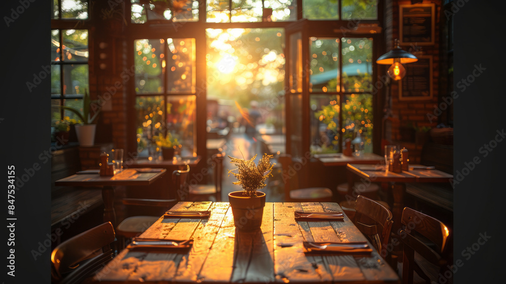 Blurred restaurant or cafe background. Tables and chairs in the lobby of restaurant.generative ai Blurred restaurant or cafe background. Tables and chairs in the lobby of restaurant.generative ai