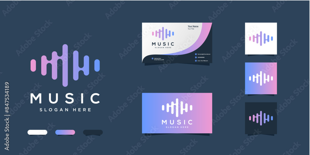 Obraz premium modern sound wave logo and identity pack