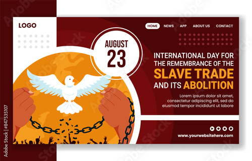 Slave Trade and Abolition Day Social Media Landing Page Cartoon Templates Background Illustration