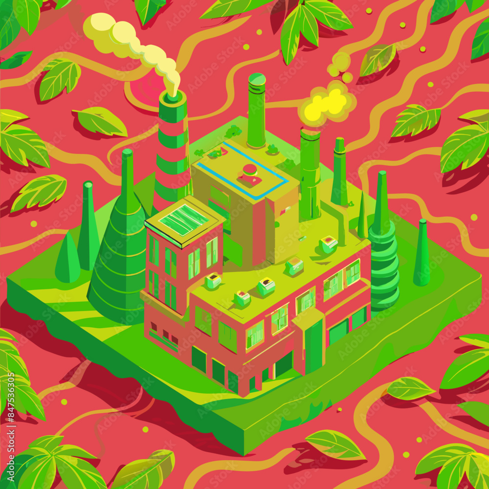 Green hydrogen H2 future energy factory power plant icon isometric isolated, AI Generative 
