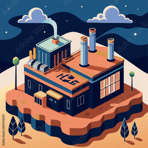 Green hydrogen H2 future energy factory power plant icon isometric isolated, AI Generative 
