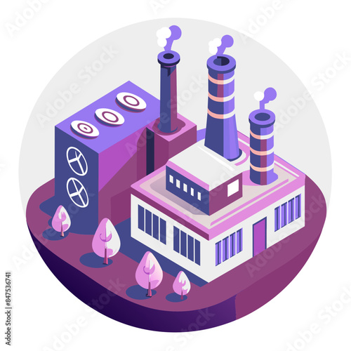 Green hydrogen H2 future energy factory power plant icon isometric isolated, AI Generative 
