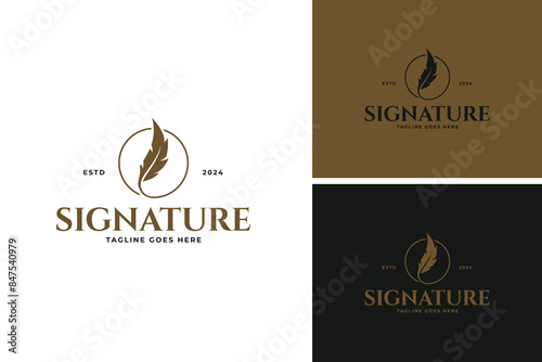 Feather logo for notary logo design template vector illustration idea