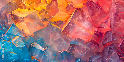  A bunch of ice cubes sitting on top of each other. Perfect for summer-themed designs A colorful abstract background 