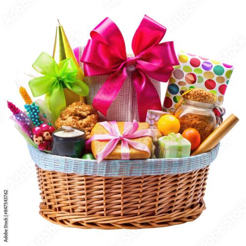 birthday and anniversary gift hamper isolated on transparent background