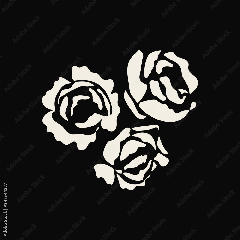 White silhouette of peonies flowers isolated on a black background. White silhouette of peonies flowers isolated on a black background.