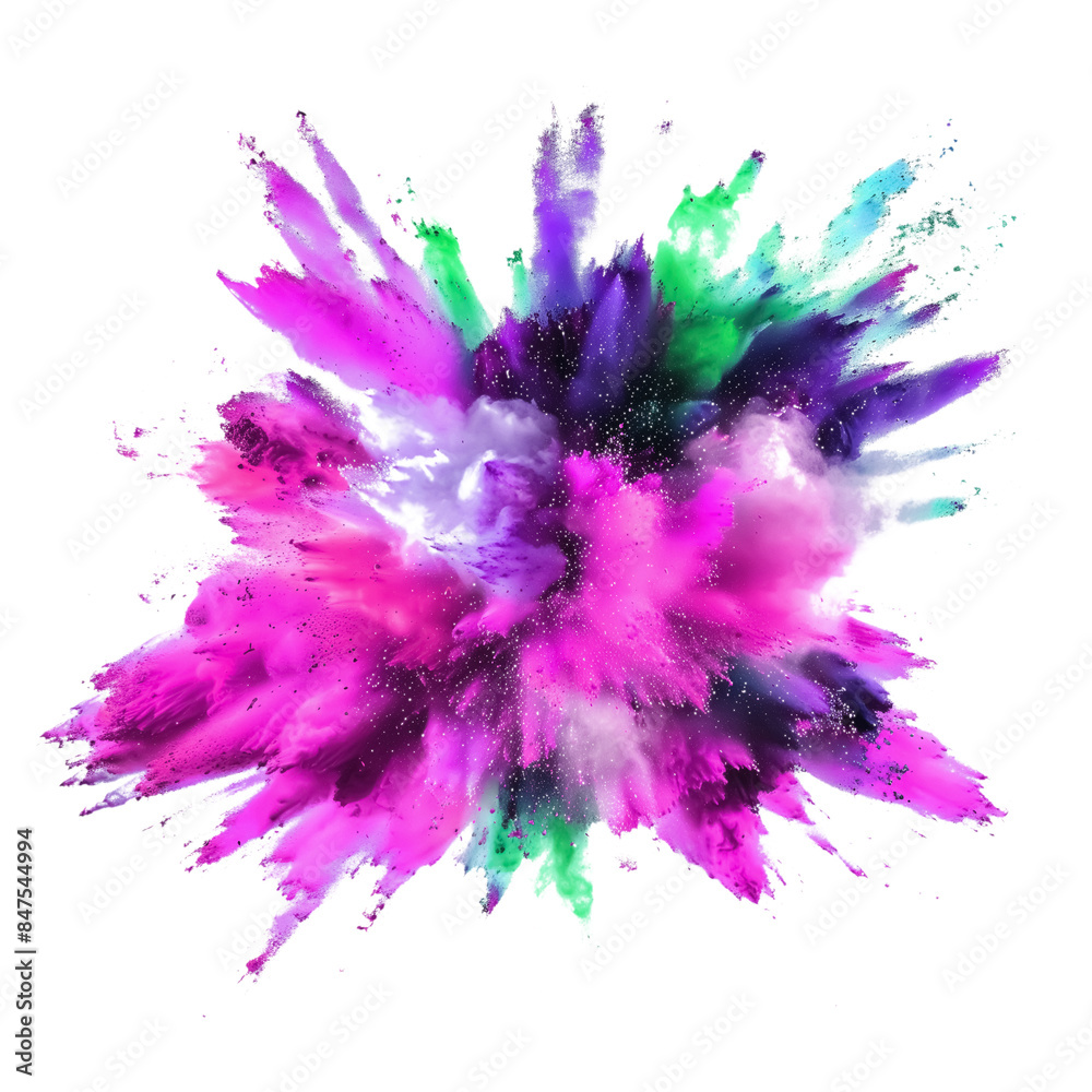 powdery paint explosion, transparent background