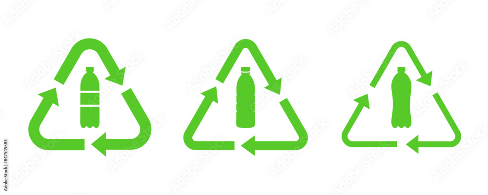 Recycle plastic sign. Arrows pet bottle recycling sign Recycle plastic sign. Arrows pet bottle recycling sign