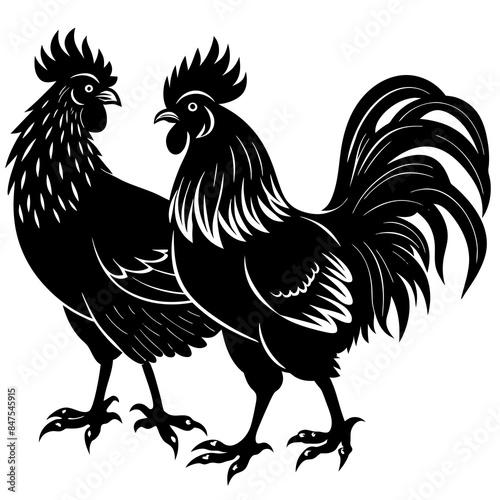 black color roosters silhouette of silhouette vector illustration