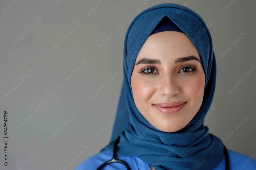 Naklejka premium Confident Muslim nurse in hijab.