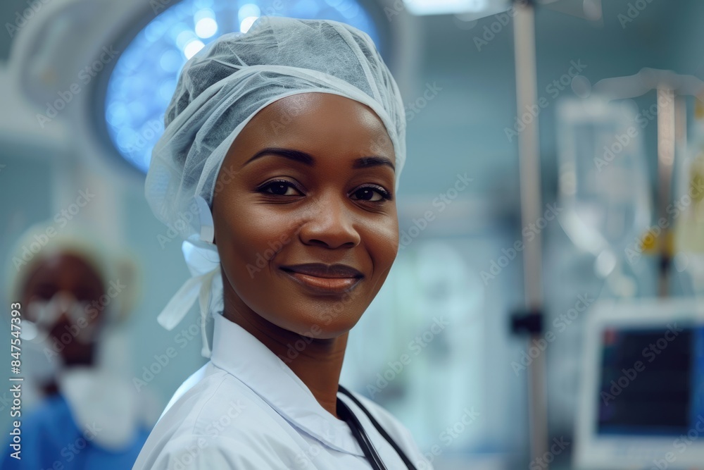 Diverse medical team in modern hospital ward. Diverse medical team in modern hospital ward.