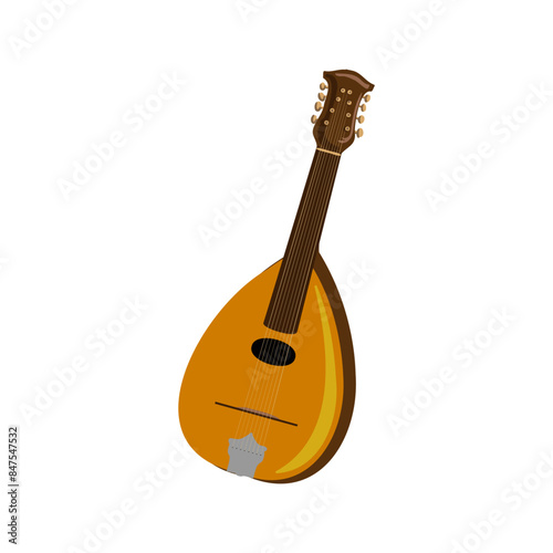 mandolin, vector drawing musical instrument isolated at white background, hand drawn illustration
