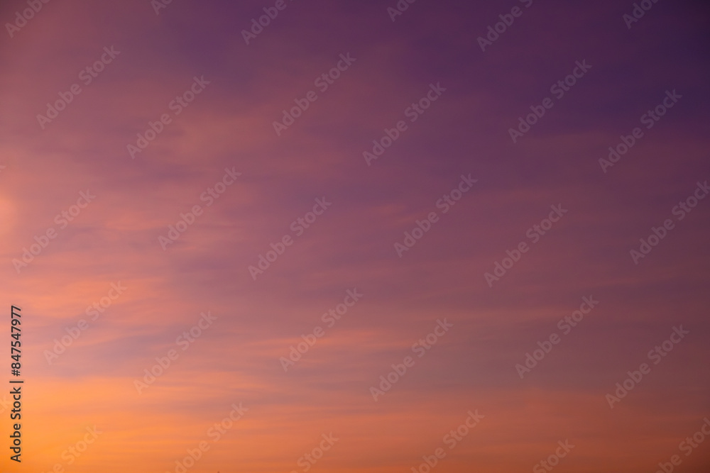 Fototapeta premium Enjoy a panoramic view of the skyline. The sun rises in the morning sky with colorful clouds. and beautiful cloud patterns In the soft light of the morning 