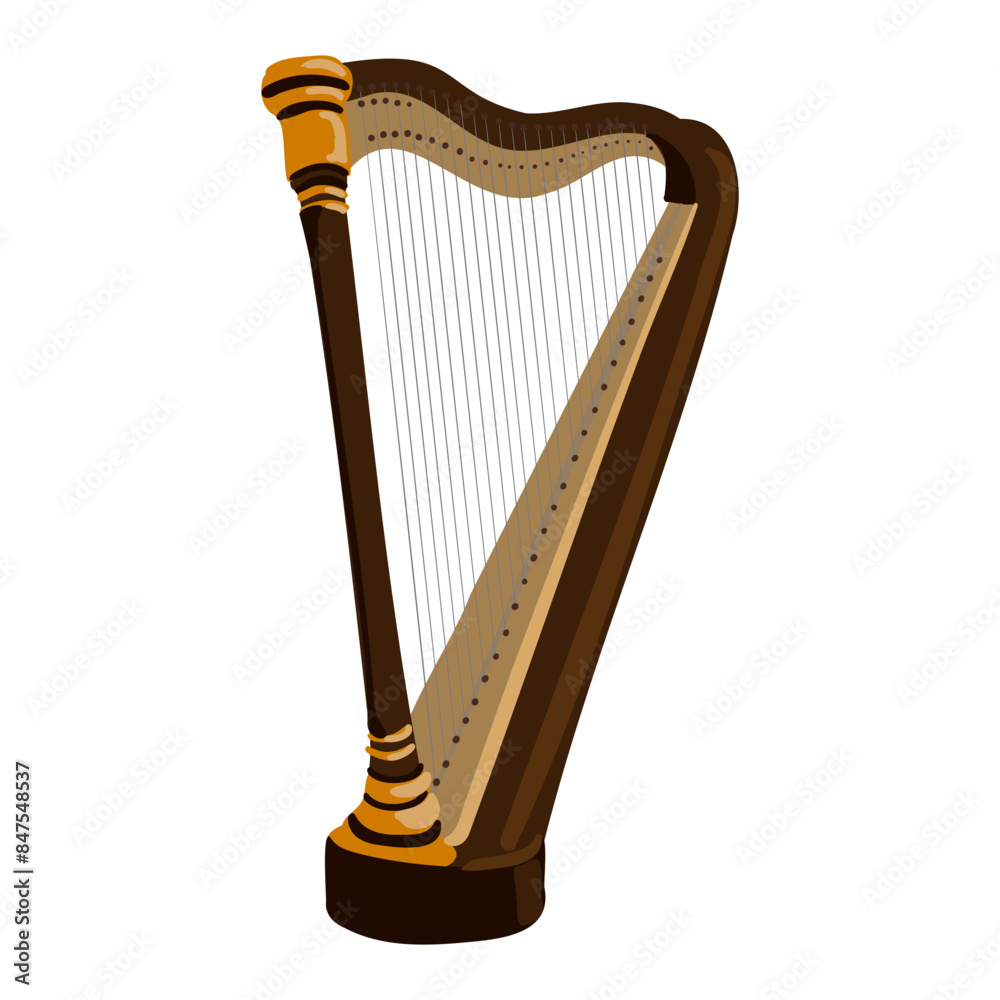 harp, vector drawing musical instrument isolated at white background ...
