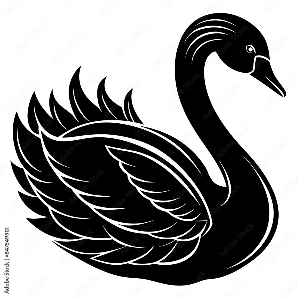 Fototapeta premium black silhouette swan vector illustration