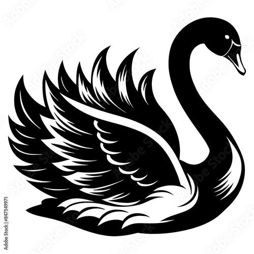 black silhouette swan vector illustration