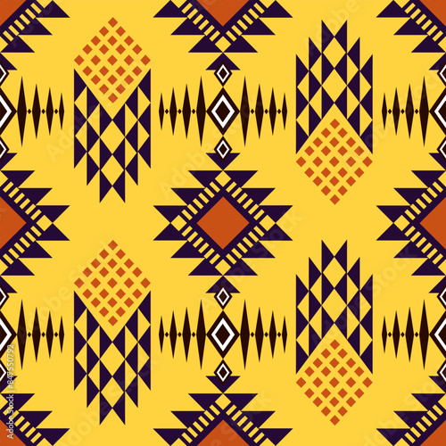 Ikat Native Southwest design Aztec pattern and Navajo design indian ornament pattern geometric ethnic textile texture tribal aztec pattern Navajo Mexican fabric seamless Vector decoration fashion