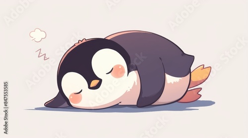 Adorable cartoon penguin taking a rest