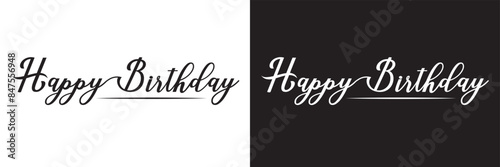 Happy Birthday handwritten lettering. Continuous line drawing text design. isolated on white and black background. Vector illustration. EPS 10