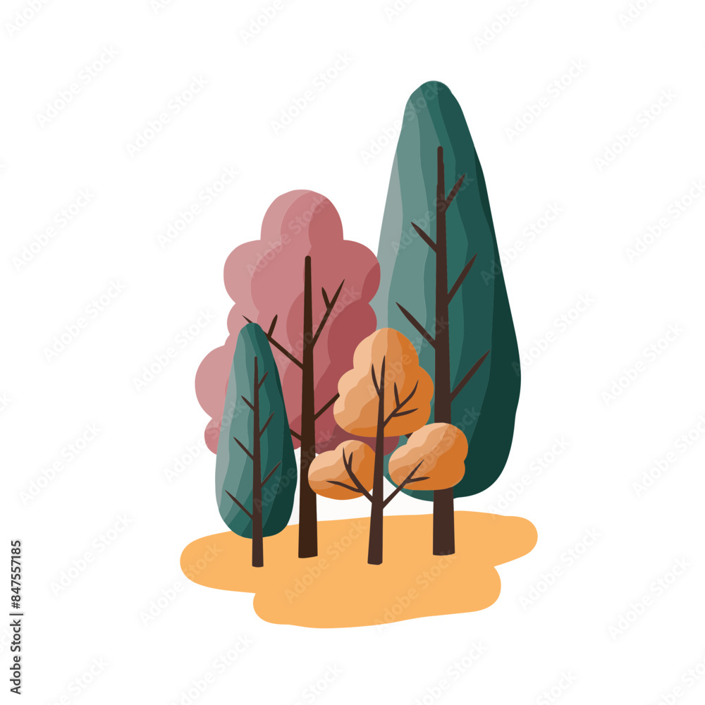Tree illustration in autumn color pallette. Can be use for landscape illustration. Tree illustration in autumn color pallette. Can be use for landscape illustration.