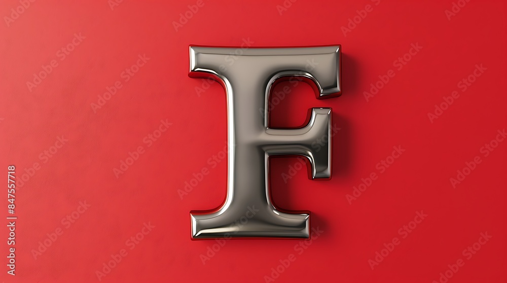 Alphabet silver concept with F letters isolated on red background Alphabet silver concept with F letters isolated on red background