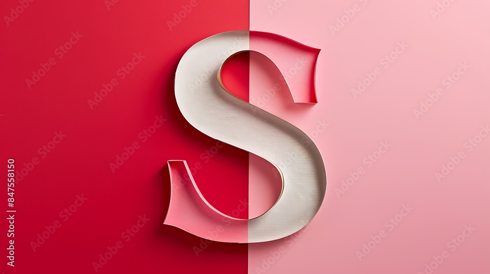Alphabet silver concept with paper cut S letters isolated on red and pink background Alphabet silver concept with paper cut S letters isolated on red and pink background