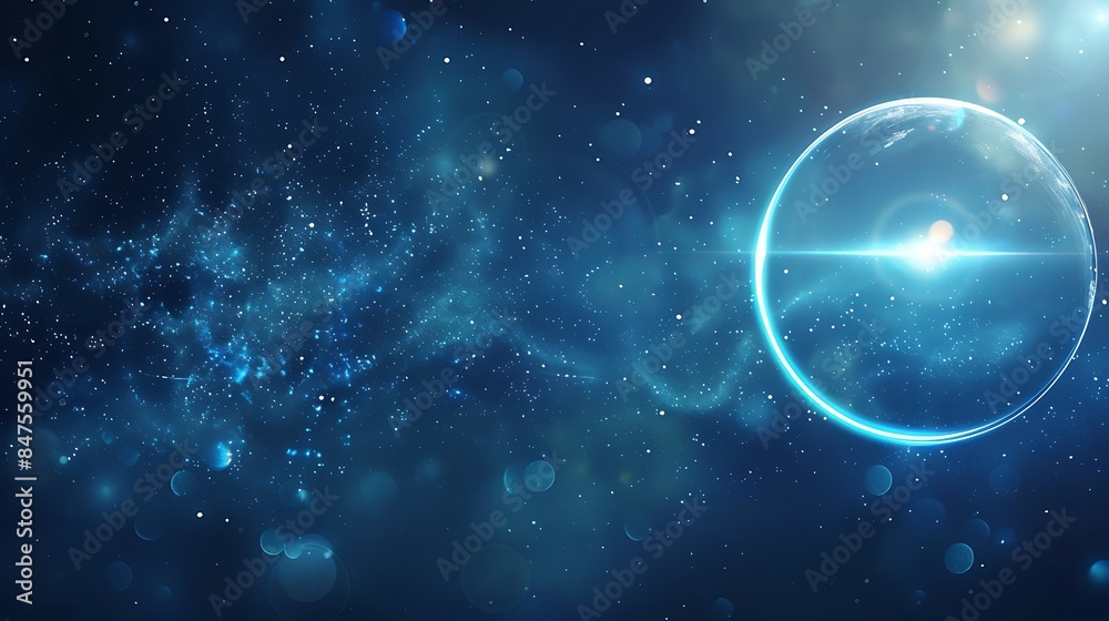 Beautiful Blue Circle Light with Lens Flare on Particles Background Beautiful Blue Circle Light with Lens Flare on Particles Background