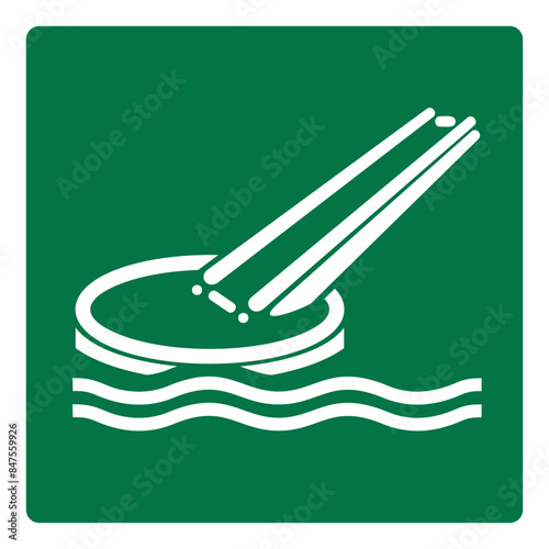 iso emergency and first aid safety signs marine evacuation slide symbol and pictogram only size 1 x 1 square shape