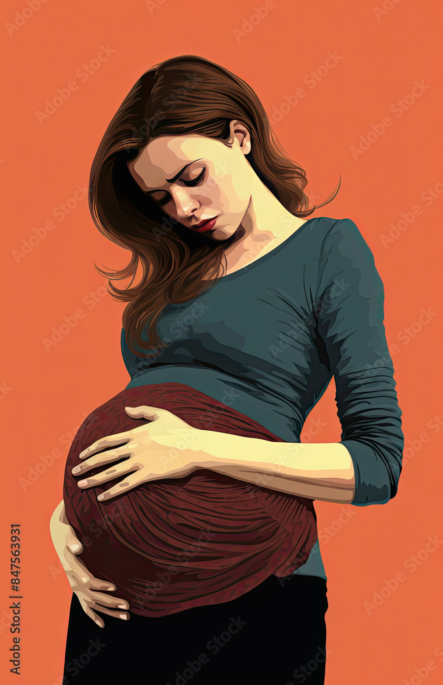 A pregnant woman having stomach pain is about to give birth A pregnant woman having stomach pain is about to give birth