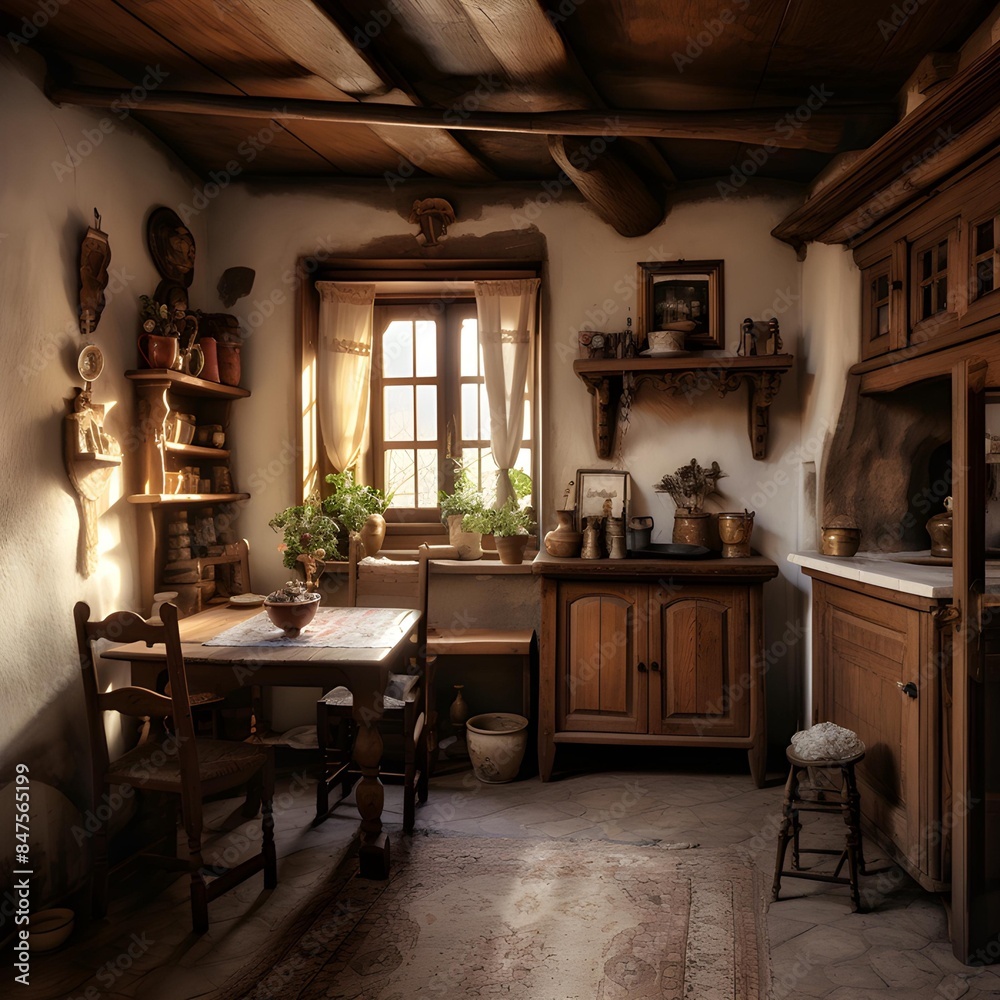 Warm and Inviting Rustic Kitchen with Wooden Table and Chairs, Rustic Kitchen Charm: Wooden Table and Chairs in a Cozy Setting, Rustic Kitchen with Wooden Table and Chairs, generative ai Warm and Inviting Rustic Kitchen with Wooden Table and Chairs, Rustic Kitchen Charm: Wooden Table and Chairs in a Cozy Setting, Rustic Kitchen with Wooden Table and Chairs, generative ai
