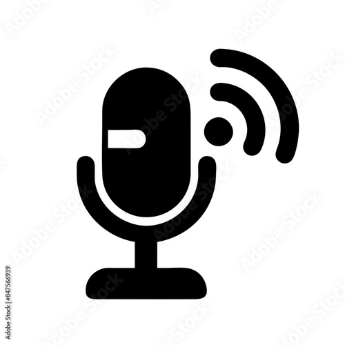 podcast talk conversation as a simple single colored silhouette icon logo, vector illustration