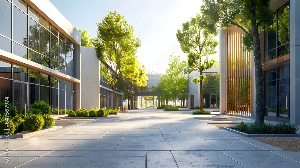 Sleek and Sophisticated Modern Building Exterior with Geometric Patterns and Clean Lines in a CG Rendering Sleek and Sophisticated Modern Building Exterior with Geometric Patterns and Clean Lines in a CG Rendering