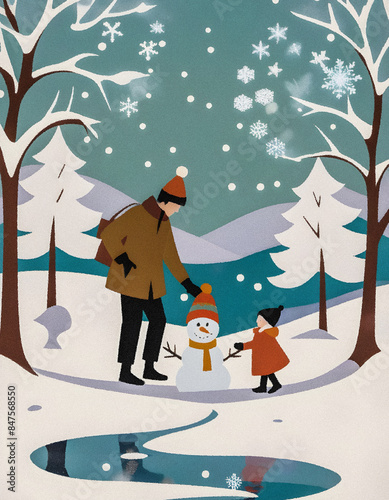 Father's Day - scene with snowman