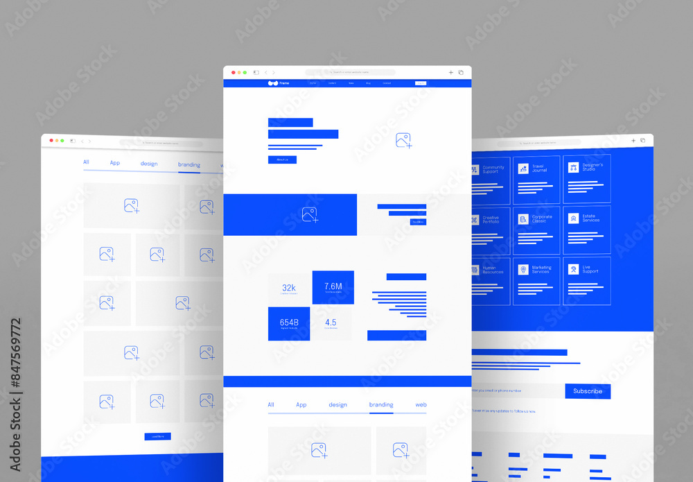 Wireframe Landing UI UX Layout Stock Template | Adobe Stock