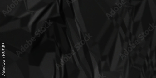 Black crumpled paper background texture pattern overlay. crinkled wrapper rumple wrinkled high resolution arts craft and Seamless black crumpled paper.	
