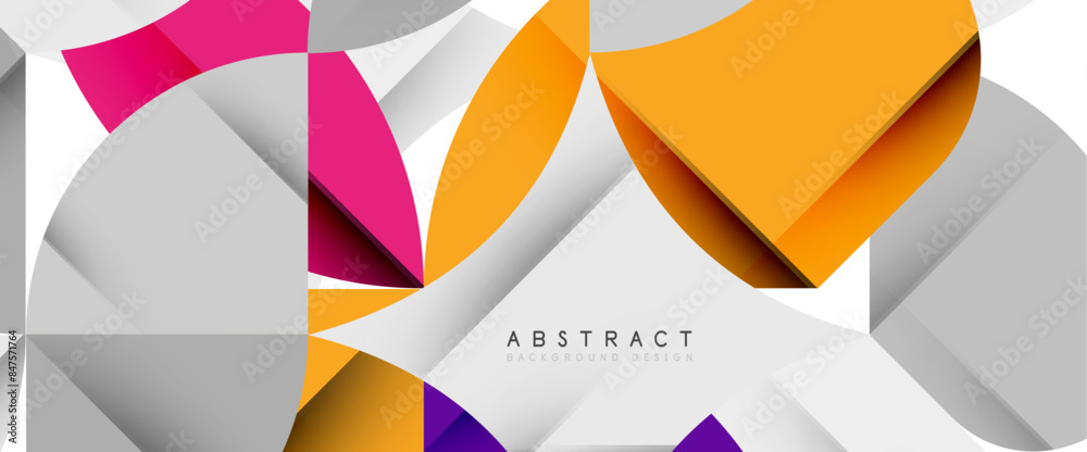 Minimal geometric elements on white. Petals, round triangles, star Minimal geometric elements on white. Petals, round triangles, star
