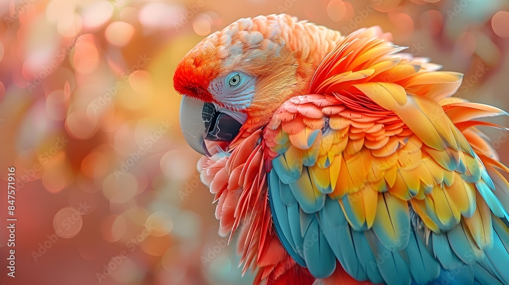Obraz premium Vibrant Parrot Showcasing Intricate Plumage from Unique Rear Perspective