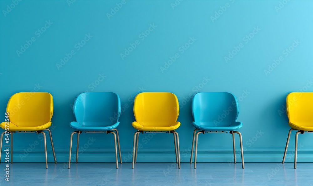 Yellow chair standing out from the crowd. Business concept. 3D rendering Yellow chair standing out from the crowd. Business concept. 3D rendering