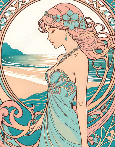 Art Deco - girl in the sea